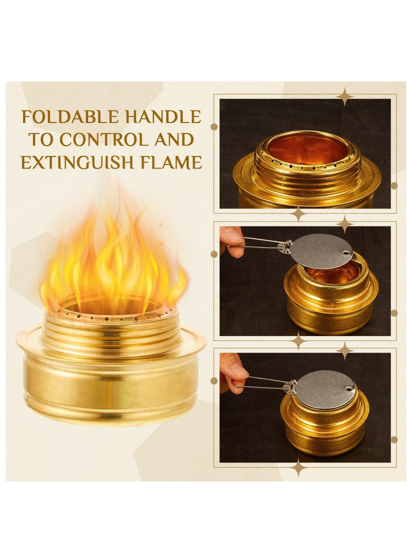 Excefore - Brass Burner Camping Stove with Fuel Storage Rubber Gasket Cooktop Camping Backpacking Stoves with Variable Temperature Control for Cooking, 2 Pcs - Image 1