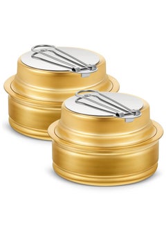 Brass Burner Camping Stove with Fuel Storage Rubber Gasket Cooktop Camping Backpacking Stoves with Variable Temperature Control for Cooking, 2 Pcs