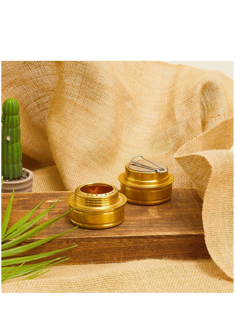 Excefore - Brass Burner Camping Stove with Fuel Storage Rubber Gasket Cooktop Camping Backpacking Stoves with Variable Temperature Control for Cooking, 2 Pcs - Image 1