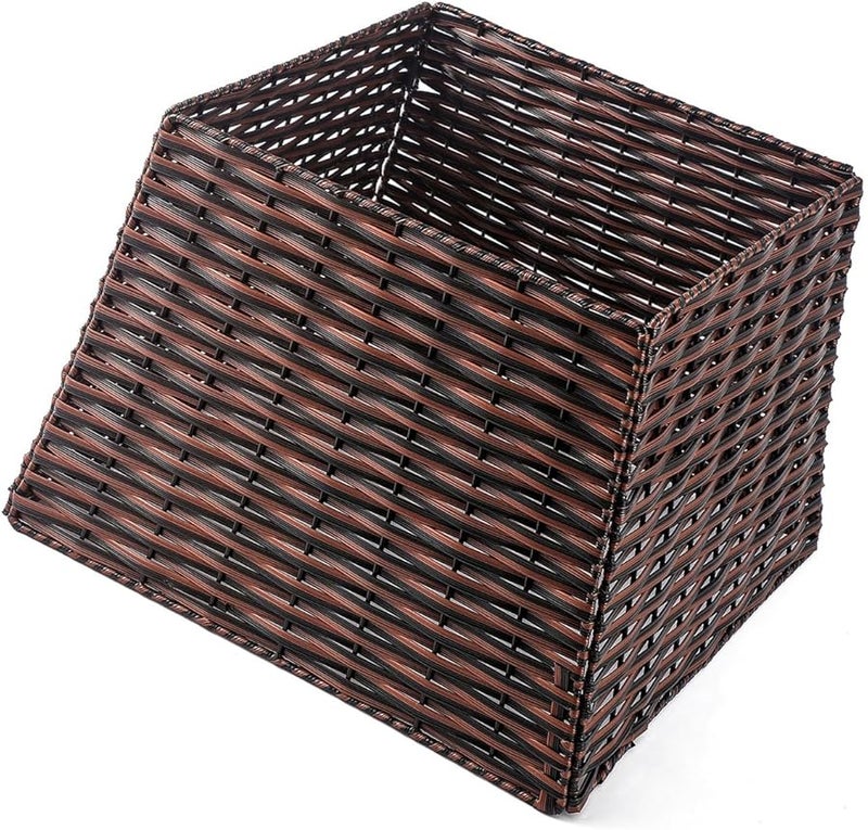 Brown Red 4 Piece Woven Christmas Tree Skirt Sturdy Rattan For Festival Decor - Image 2