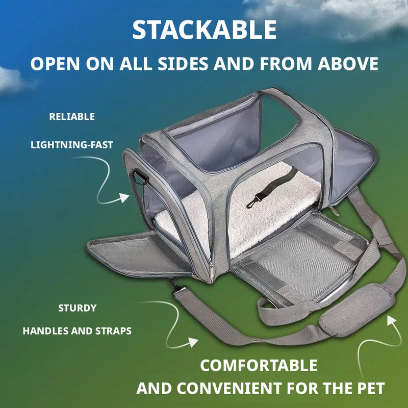 Black Pet Carrier Bag for Cats and Dogs - Image 4