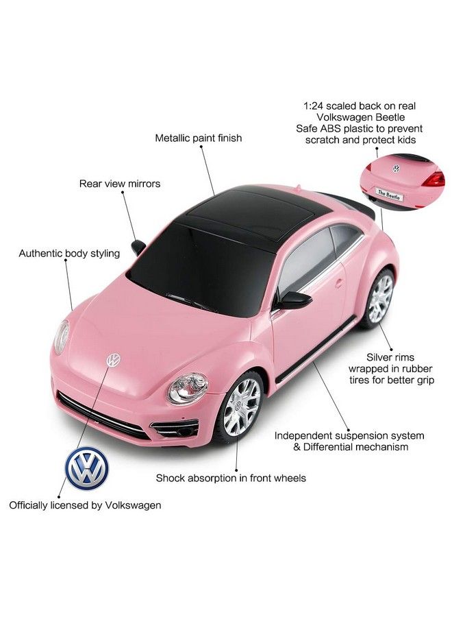 RASTAR سيارة بيتل للتحكم عن بعد بمقياس 1:24 سيارة بيتل Rc لعبة للأطفال باللون الوردي - Image 5