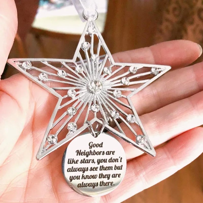 klarako Love for Friend/Family/Neighbors Gift Decoration, Crazy Beautiful Friend Christmas snowflake Decoration, Christmas Tree Metal Hanging Ornaments with Blessing Inscription, Friends Forever Ornament (#3) - Image 3