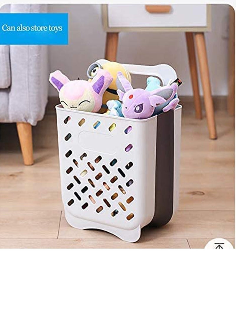 Plastic Collapsible Wall Hanging Laundry Basket with Carrying Handle Space Saving Waterproof 2pcs(Small+Large)