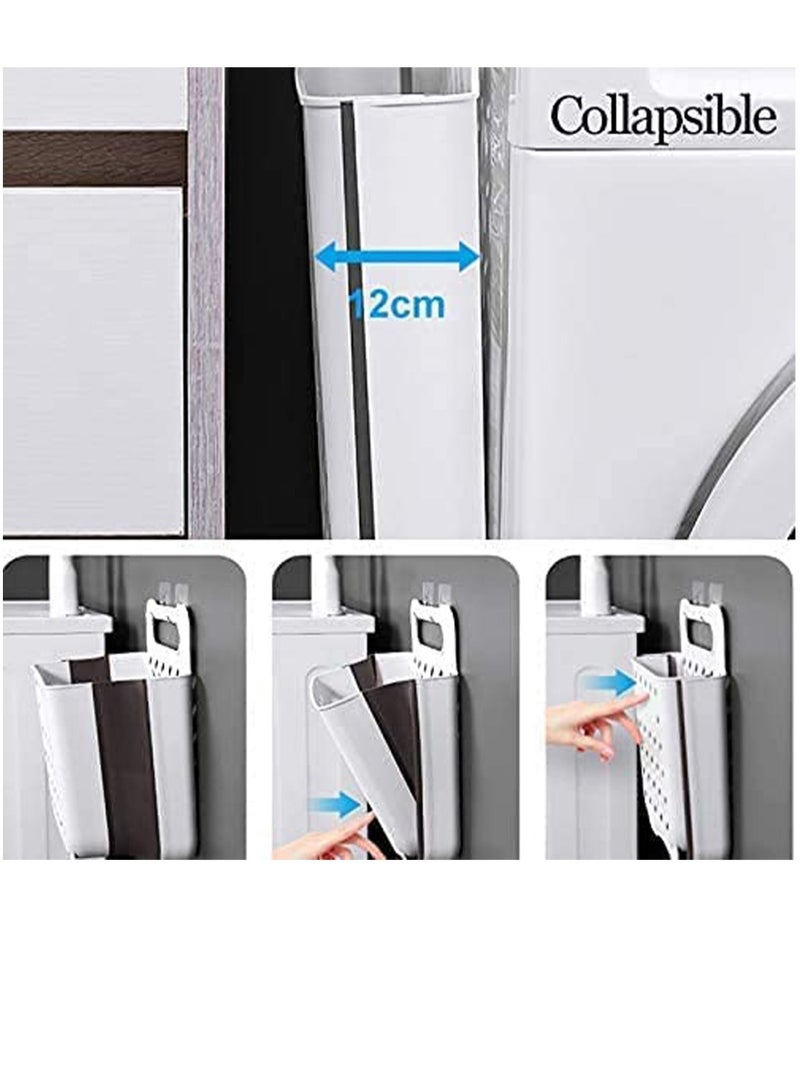 Plastic Collapsible Wall Hanging Laundry Basket with Carrying Handle Space Saving Waterproof 2pcs(Small+Large)