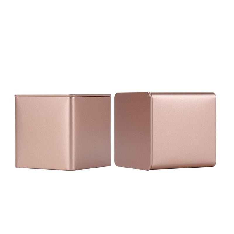 Tianhui Colorful Square Tin Can Empty Cube Steel Box Storage Container for Treats  Gifts  Favors  Loose Tea  Coffee and Crafts  Mini Portable Small Storage Kit (Gold  2-Small) - Image 1