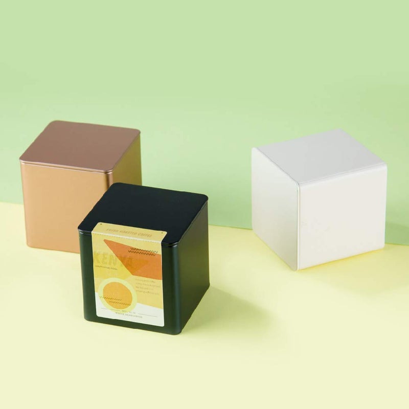 Tianhui Colorful Square Tin Can Empty Cube Steel Box Storage Container for Treats  Gifts  Favors  Loose Tea  Coffee and Crafts  Mini Portable Small Storage Kit (Gold  2-Small) - Image 4