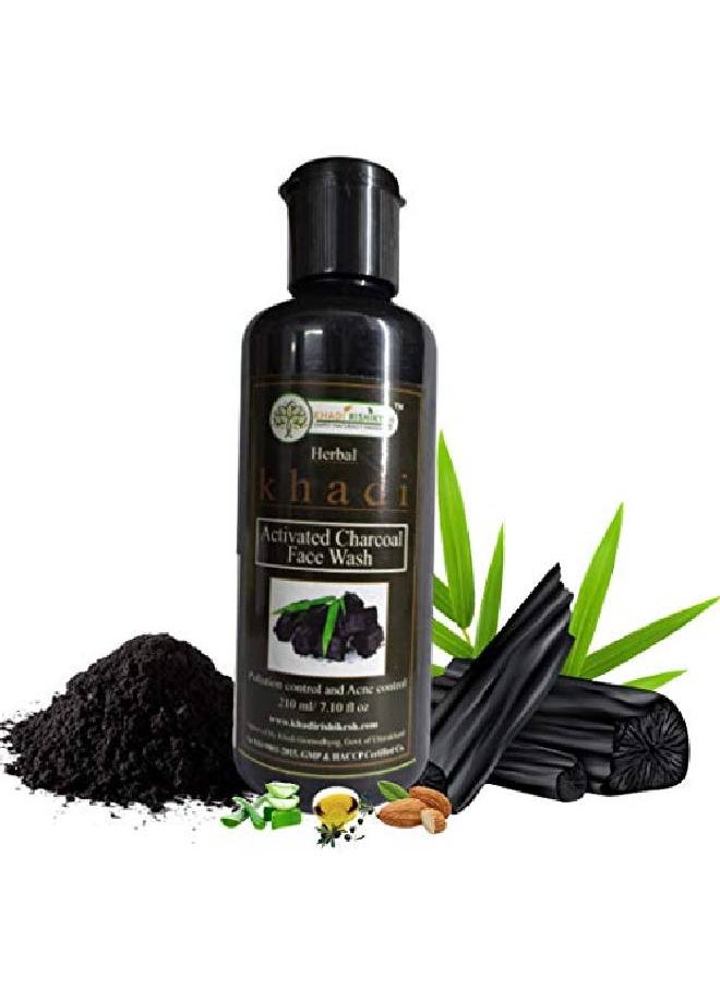 KHADI RISHIKESH - herbalActivated charcoal Face Wash removing the whiteheadsdeep cleansing feel the glow puriified complextion acne pimple free skin really work for men and women (210ml) - Image 1
