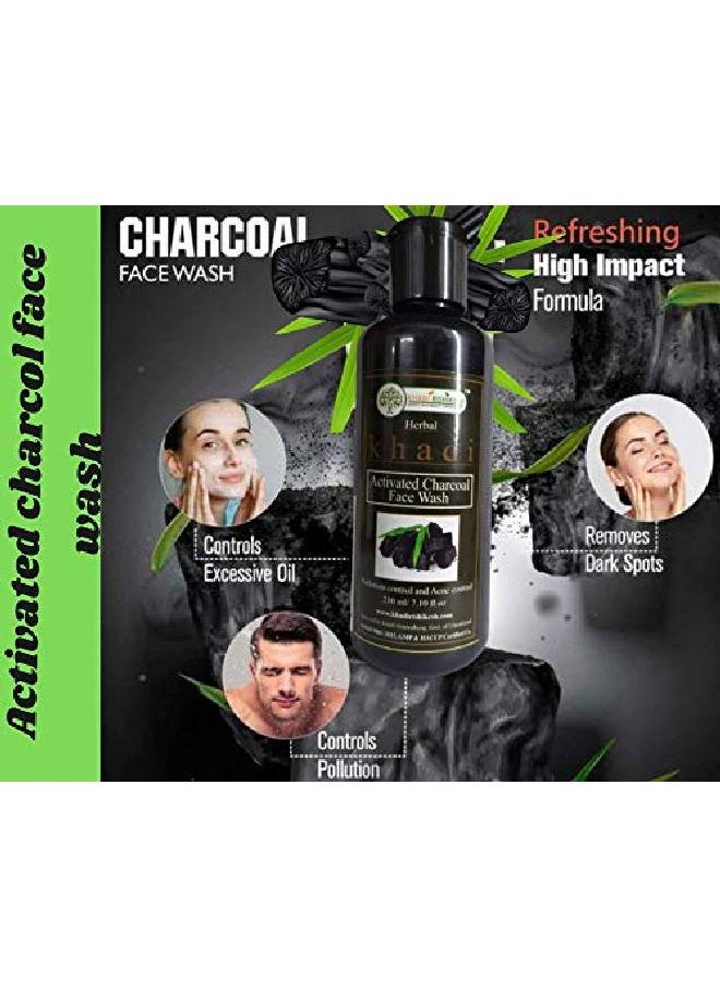 KHADI RISHIKESH - herbalActivated charcoal Face Wash removing the whiteheadsdeep cleansing feel the glow puriified complextion acne pimple free skin really work for men and women (210ml) - Image 1