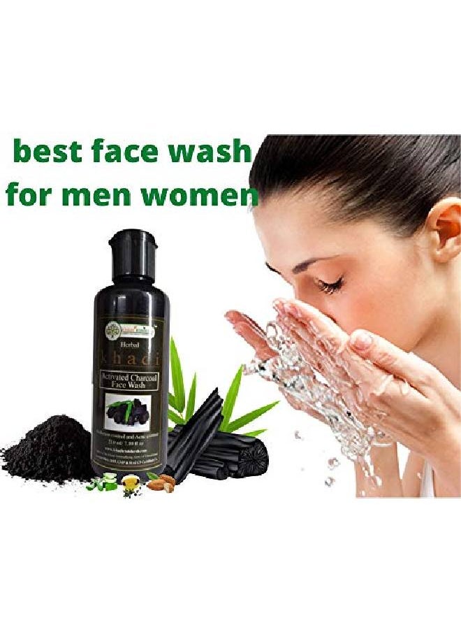 KHADI RISHIKESH - herbalActivated charcoal Face Wash removing the whiteheadsdeep cleansing feel the glow puriified complextion acne pimple free skin really work for men and women (210ml) - Image 1