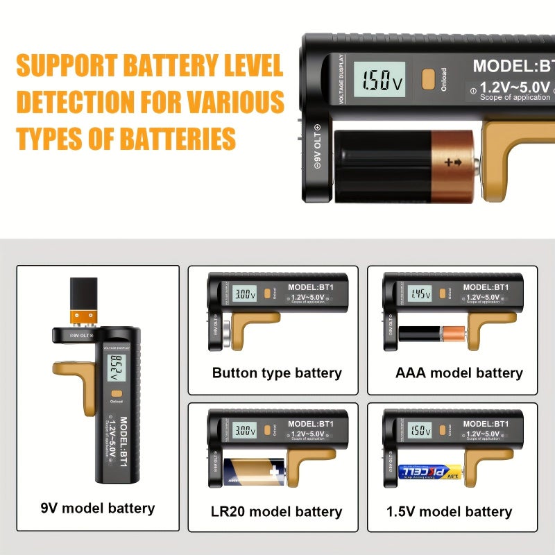 مقياس البطارية العالمي 1 قطعة لفحص بطاريات AAA، AA، C، D، 9V، 1.5V، بطاريات الأزرار - Image 5