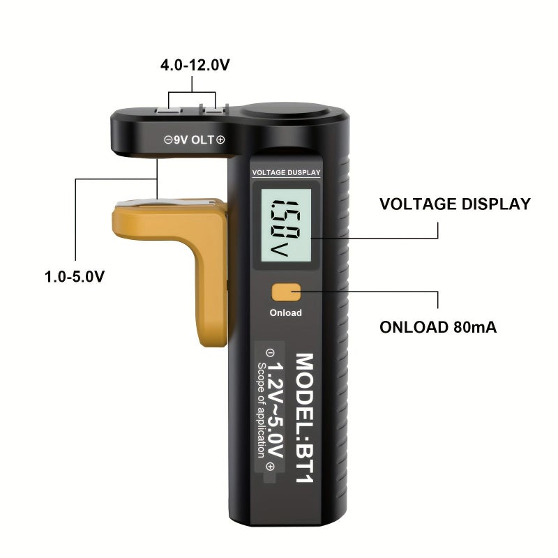 مقياس البطارية العالمي 1 قطعة لفحص بطاريات AAA، AA، C، D، 9V، 1.5V، بطاريات الأزرار - Image 4