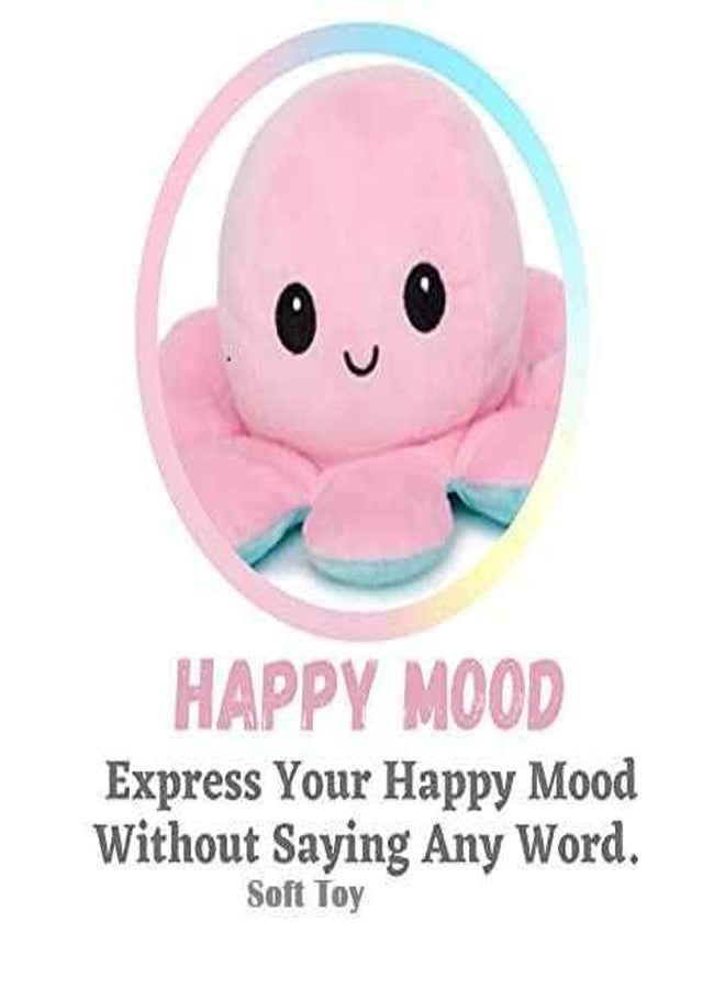 DearJoy Reversible Happy and Sad Octopus Soft Toy Blue Pink - 17cm - Image 5