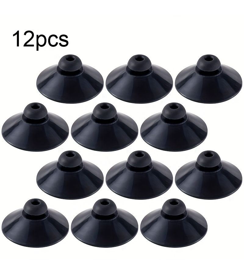 12 Black Aquarium Suction Cup Clips for Pumps Tubes and Air Devices 12pcs - Image 1