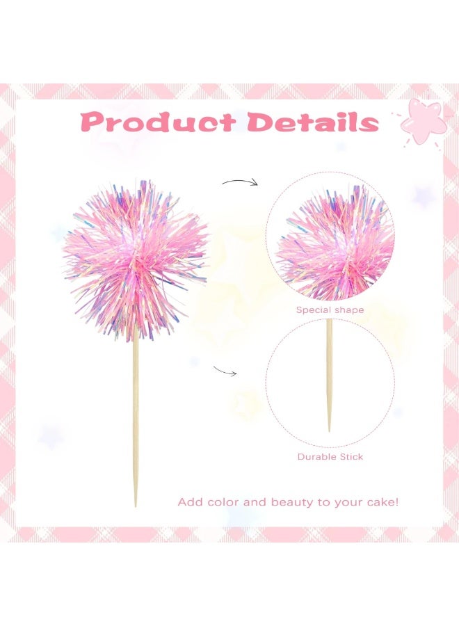 30 PCS Foil Firework Cupcake Toppers, Sparkle Tinsel Cake Toppers Tinsel Drink Cake Decoration Cocktail Picks For Birthday Wedding Graduation Party Supplies - Image 5