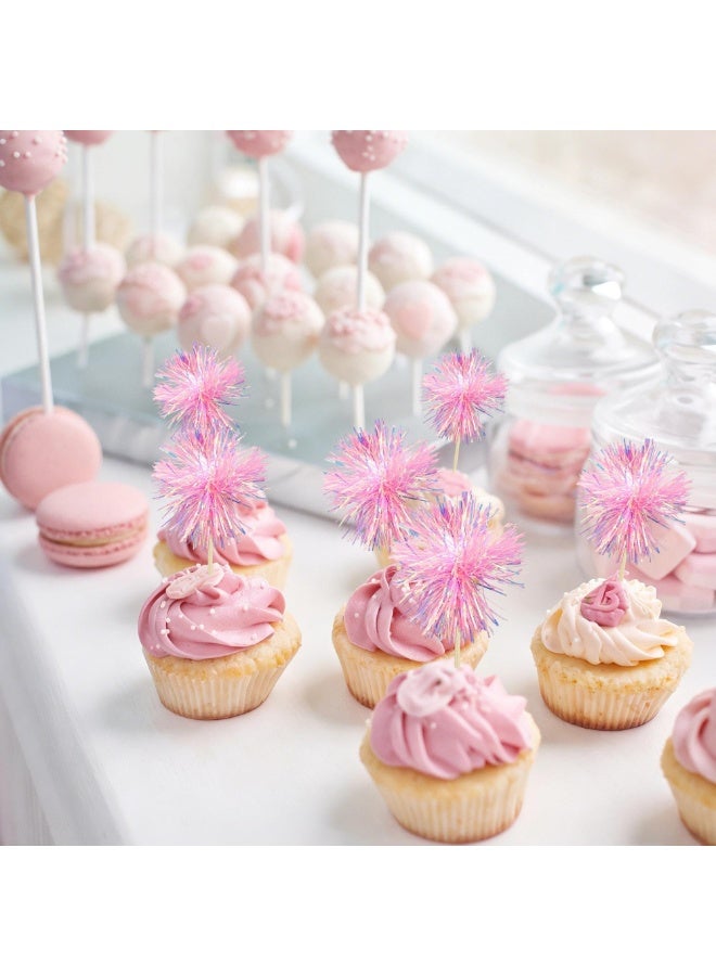 30 PCS Foil Firework Cupcake Toppers, Sparkle Tinsel Cake Toppers Tinsel Drink Cake Decoration Cocktail Picks For Birthday Wedding Graduation Party Supplies - Image 3