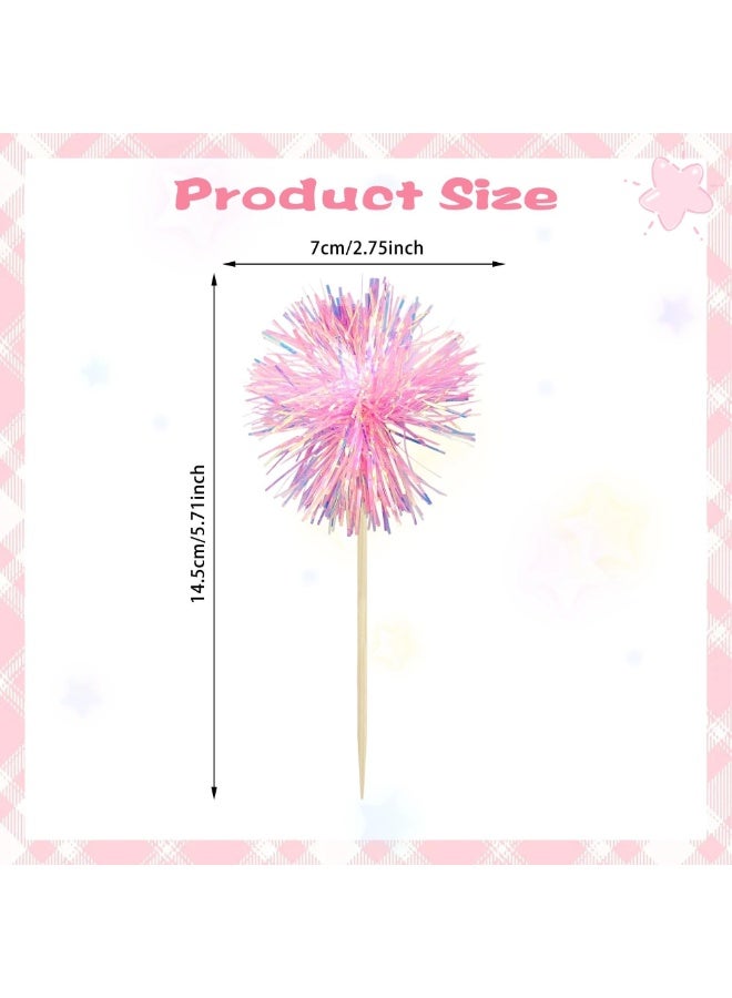 30 PCS Foil Firework Cupcake Toppers, Sparkle Tinsel Cake Toppers Tinsel Drink Cake Decoration Cocktail Picks For Birthday Wedding Graduation Party Supplies - Image 4