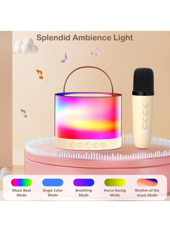 Mini Karaoke Machine for Adults Kids, Portable Bluetooth Karaoke Speaker with 3.5" Full-Range Speaker and Colorful LED Lights, Support USB/TF Card/AUX - Image 3