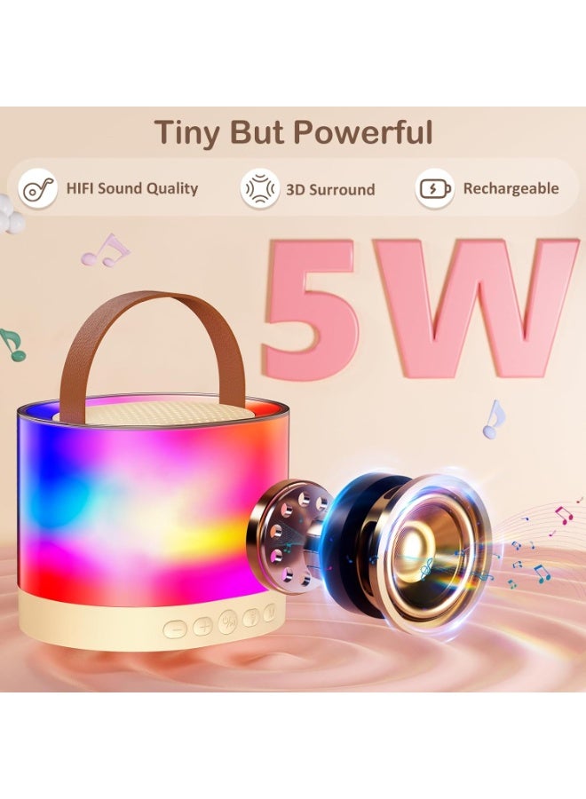Mini Karaoke Machine for Adults Kids, Portable Bluetooth Karaoke Speaker with 3.5" Full-Range Speaker and Colorful LED Lights, Support USB/TF Card/AUX - Image 2