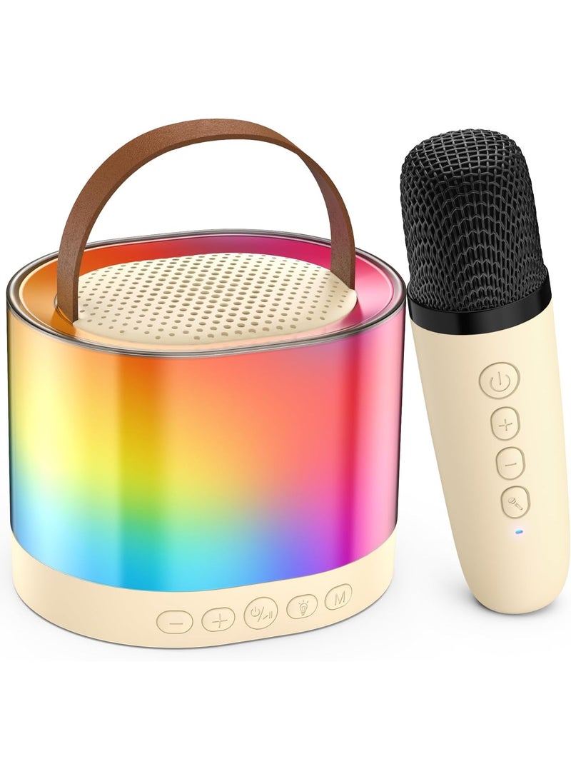 Mini Karaoke Machine for Adults Kids, Portable Bluetooth Karaoke Speaker with 3.5" Full-Range Speaker and Colorful LED Lights, Support USB/TF Card/AUX - Image 1
