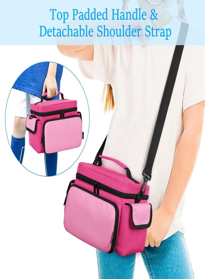 LoDrid Carrying Case Compatible with Toniebox, Portable Bag with Shoulder Strap for Audio Player Starter Set, Headphones Charging Station Storage, Rose Red (Bag Only)(Patent Design) - Image 5
