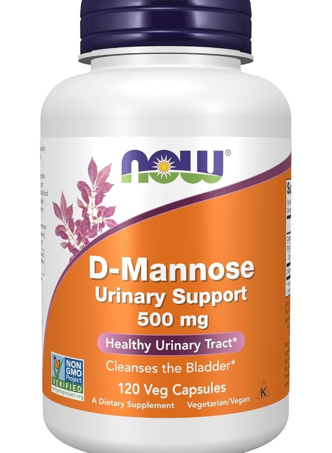 now Now Foods, D-Mannose, 500 mg, 120 Veggie Caps  - Image 1