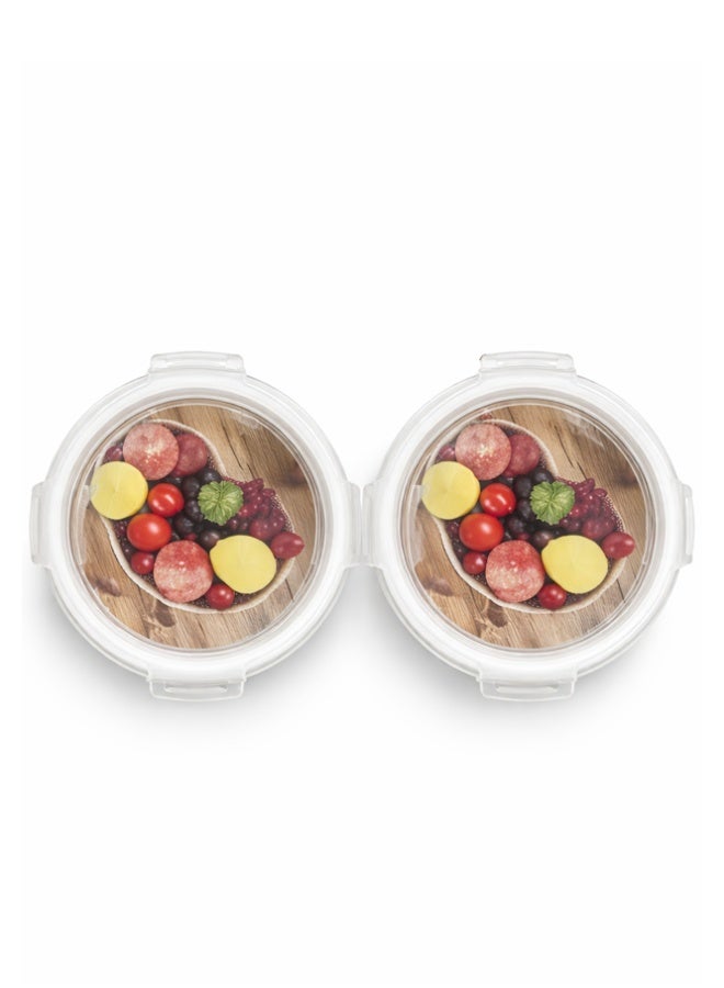 2pc RefinedLife Round Food Storage Container Set – Airtight Stackable Kitchen Bins – Leak-Proof Clear Meal Prep Containers with Locking Lids - Image 3