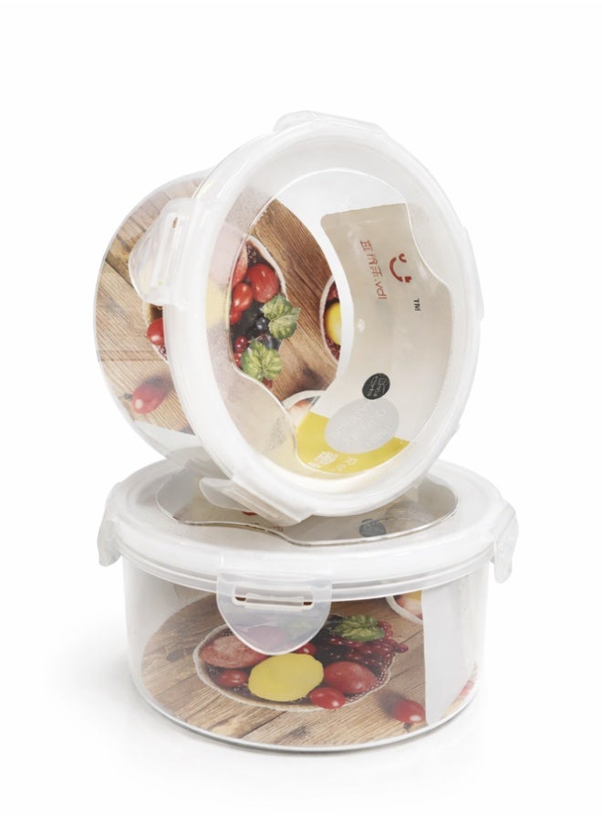 2pc RefinedLife Round Food Storage Container Set – Airtight Stackable Kitchen Bins – Leak-Proof Clear Meal Prep Containers with Locking Lids - Image 2