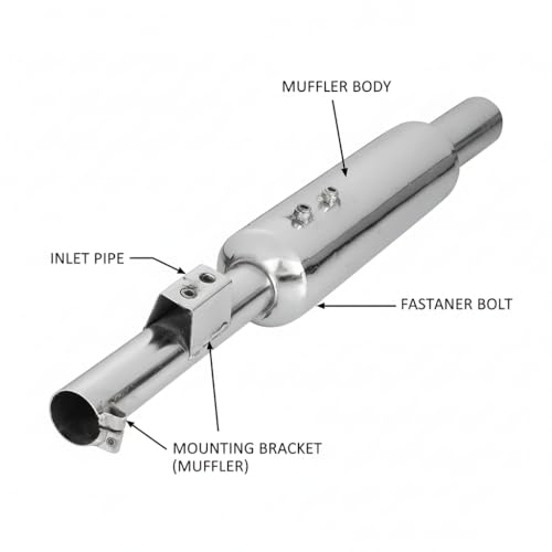 VTRUST Short Bottle Chrome Mini Punjab Exhaust Silencer Compatible For Royal Enfield Bullet & Electra 350 | Mild Steel Full System - Image 2