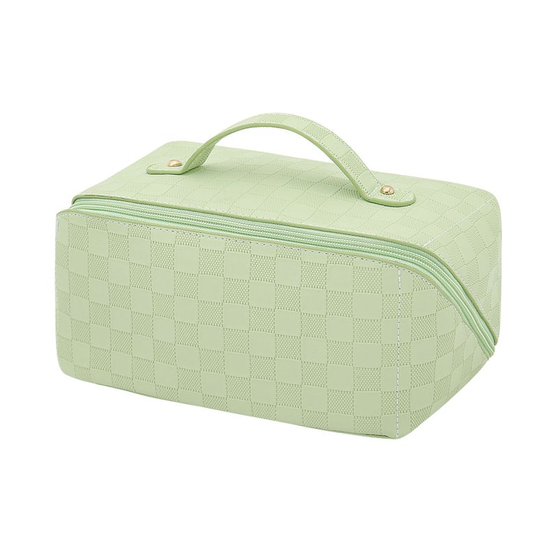 New Zipper Cosmetic Bag Internet Celebrity Travel Leather Plaid Waterproof High-Value Large-Capacity Pillow Storage Bag - Image 4
