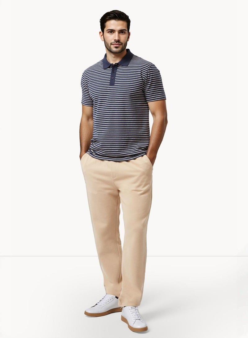 French Connection Striped Button Polo Shirt - Image 3