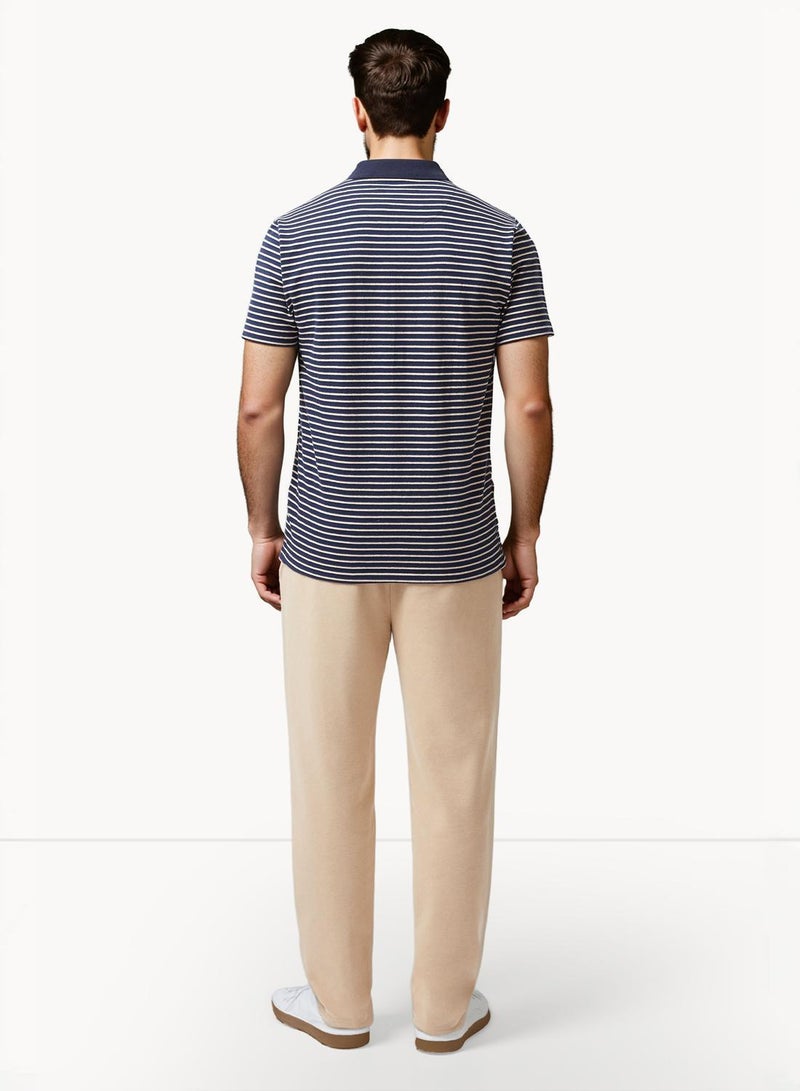 French Connection Striped Button Polo Shirt - Image 2