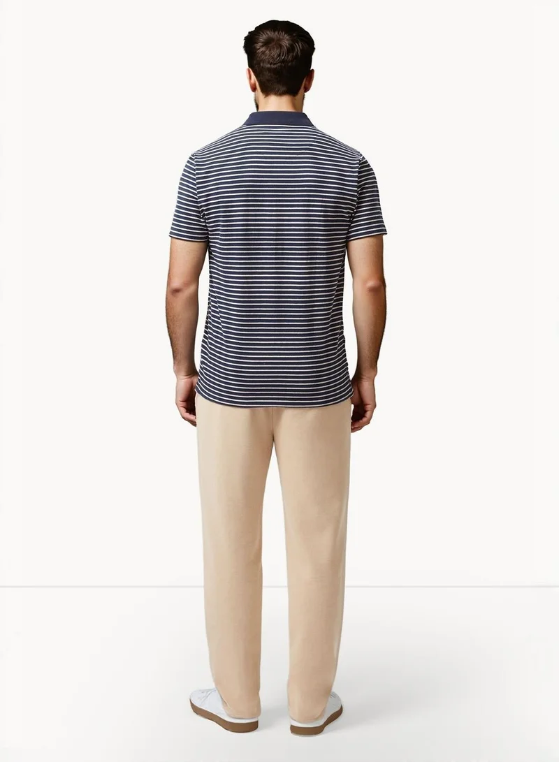 French Connection Striped Button Polo Shirt