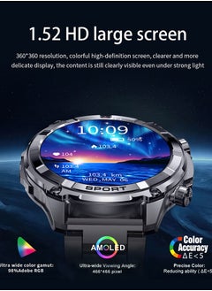 RollsTimi  Rugged Smart Watch for Men- 1.52" Screen Bluetooth Call,Waterproof Fitness Watch with Health Monitor,Sport Tracker,Smartwatch for IOS/Android,Stainless Steel Black  - Image 5