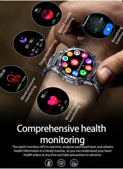 RollsTimi  Rugged Smart Watch for Men- 1.52" Screen Bluetooth Call,Waterproof Fitness Watch with Health Monitor,Sport Tracker,Smartwatch for IOS/Android,Stainless Steel Black  - Image 2