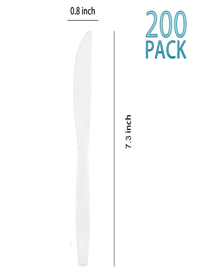 MOACOCK 200 Count Clear Plastic Knives, Heavy Weight Disposable Spoons Cutlery Plastic Utensils, Clear PlasticSilverware Bulk - Image 2