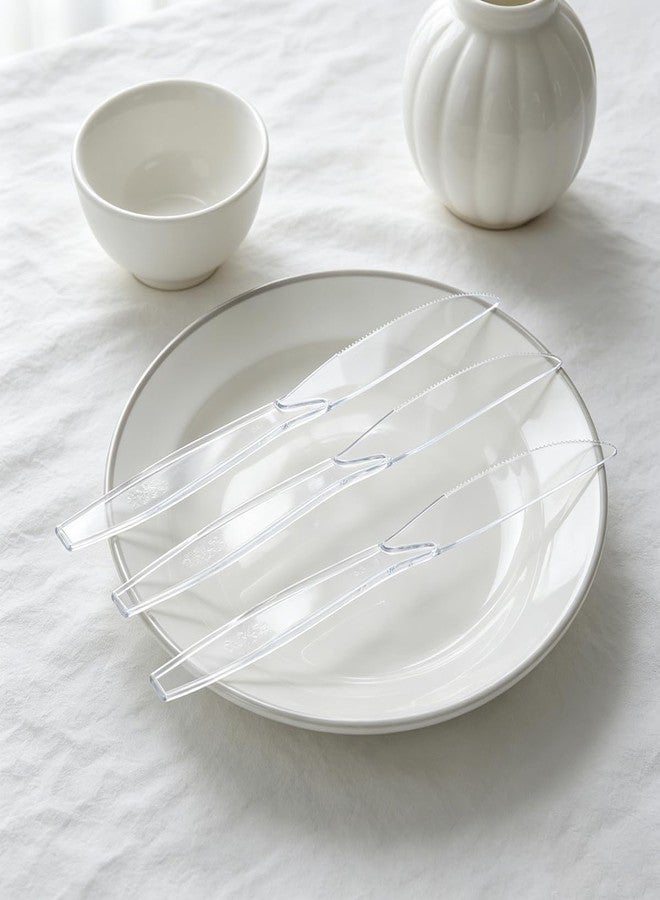 MOACOCK 200 Count Clear Plastic Knives, Heavy Weight Disposable Spoons Cutlery Plastic Utensils, Clear PlasticSilverware Bulk - Image 3