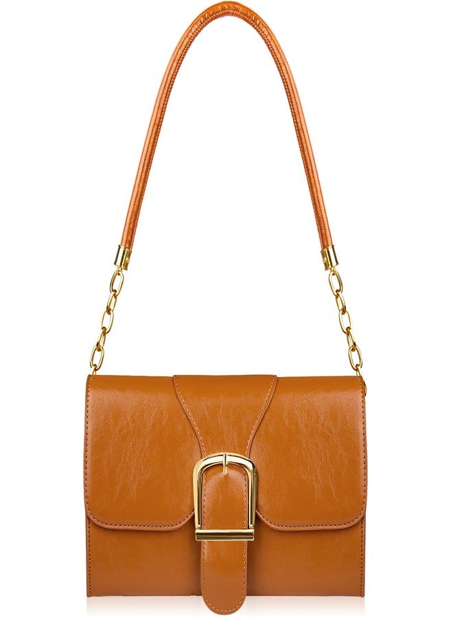 Gosect Shoulder Bag for Women, Cute Soft PU Leather Small Crossbody Purses Handbags, Trendy Underarm Bag Tote Purses for Women, A-light Brown Shoulder Bag, Small - Image 1