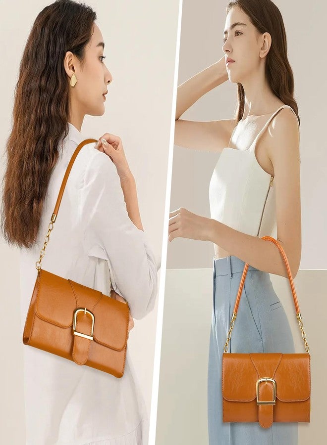 Gosect Shoulder Bag for Women, Cute Soft PU Leather Small Crossbody Purses Handbags, Trendy Underarm Bag Tote Purses for Women, A-light Brown Shoulder Bag, Small - Image 2