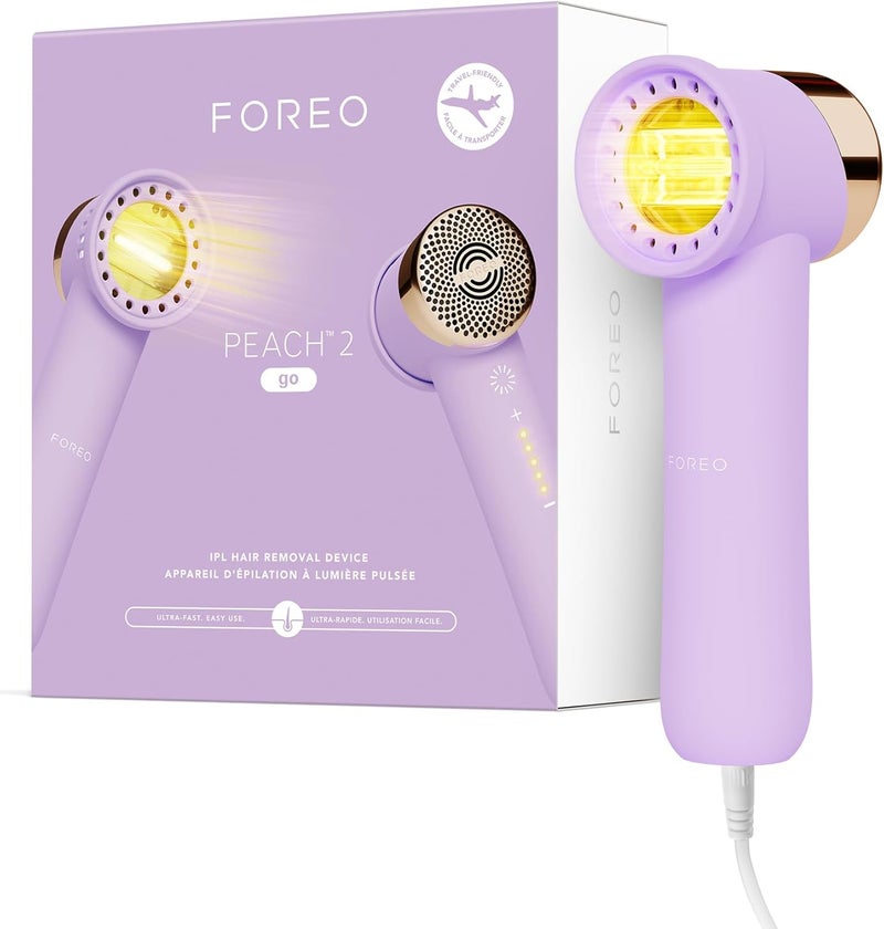 FOREO Peach 2 go IPL Hair Removal Device  TravelFriendly Permanent Removal  Laser Treatment for Body  Face  Painless  Skin Cooling  Silicone Shield  Customizable  Lavander