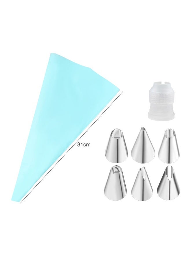 Cake Piping Bags and Tips, 6 Decorating Stainless Steel Pastry Tips 1 Coupler and 1 Reusable Pastry Bags