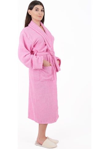 MODELHOME Soft Line 100% Cotton Shawl Pink Color (L-Xl-2xl-3xl-4xl) Large / King Size Bathrobe  - Image 2