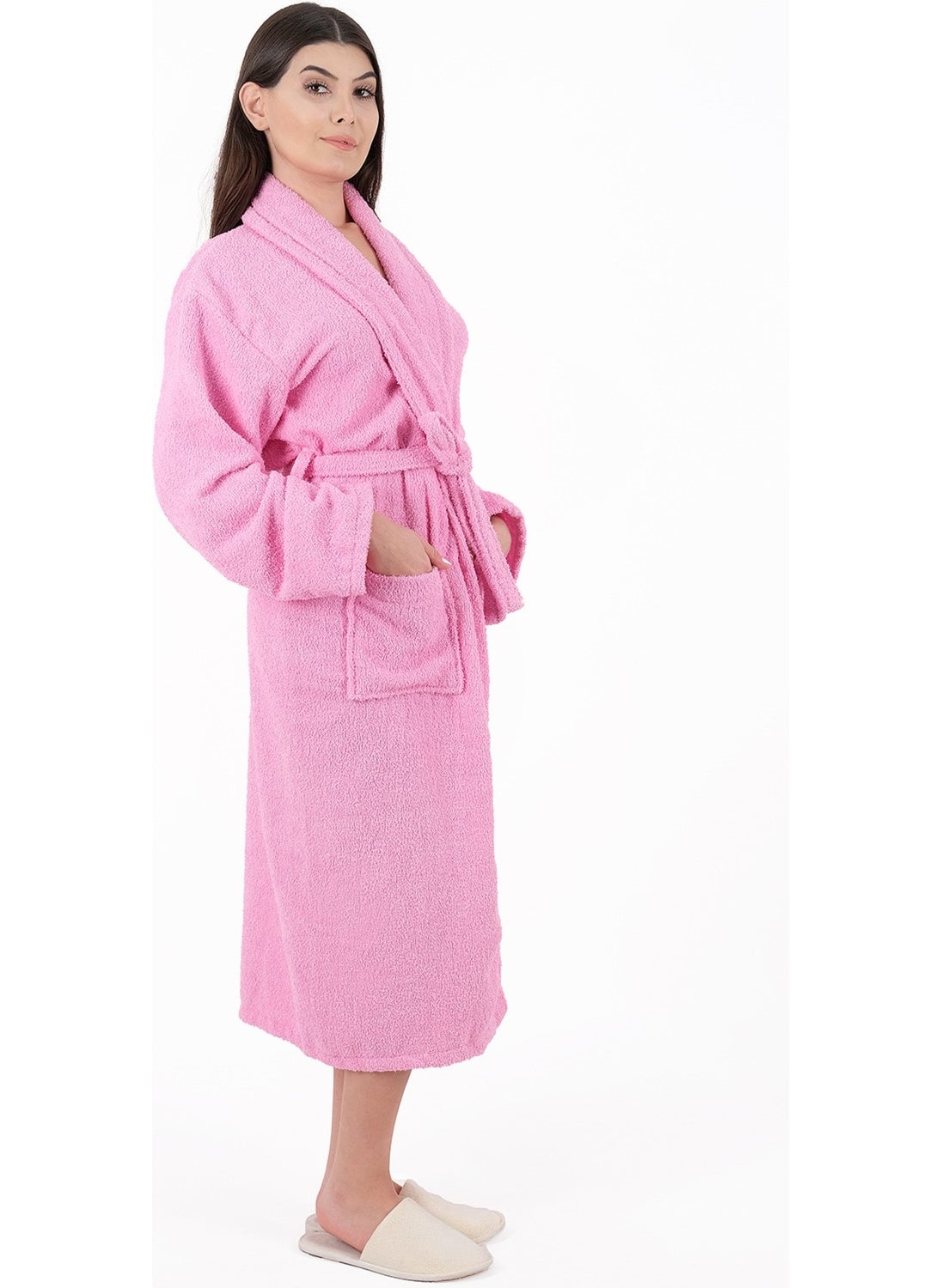MODELHOME - Soft Line 100% Cotton Shawl Pink Color (L-Xl-2xl-3xl-4xl) Large / King Size Bathrobe - Image 1