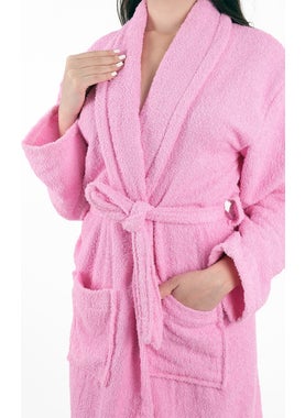 MODELHOME Soft Line 100% Cotton Shawl Pink Color (L-Xl-2xl-3xl-4xl) Large / King Size Bathrobe  - Image 4