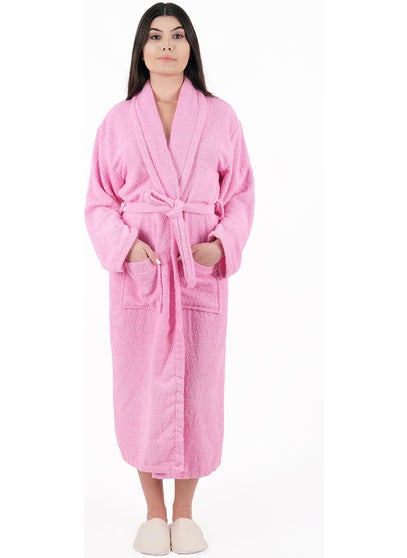 MODELHOME Soft Line 100% Cotton Shawl Pink Color (L-Xl-2xl-3xl-4xl) Large / King Size Bathrobe  - Image 1