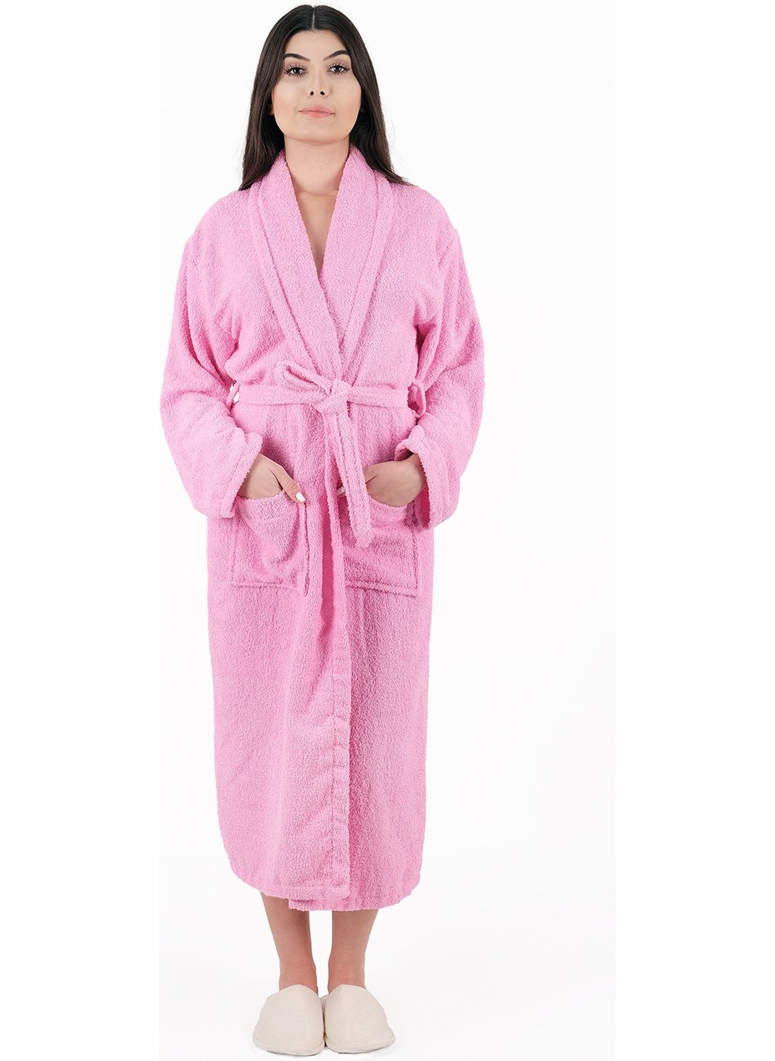 MODELHOME - Soft Line 100% Cotton Shawl Pink Color (L-Xl-2xl-3xl-4xl) Large / King Size Bathrobe - Image 1