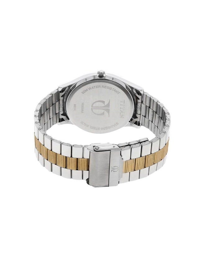 TITAN 1650BM01 Two-Tone Stainless Steel Band Round Analog Watch for Men - Silver and Gold, bracelet - Image 4