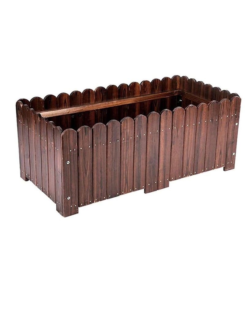 أصيص زهور خشبي عتيق - صندوق زراعة ريفي للحدائق الداخلية والخارجية | حوض حديقة مرتفع للزهور والأعشاب والعصاريات | هيكل خشبي متين، لمسة نهائية بنية أنيقة، سهل التركيب - Image 1