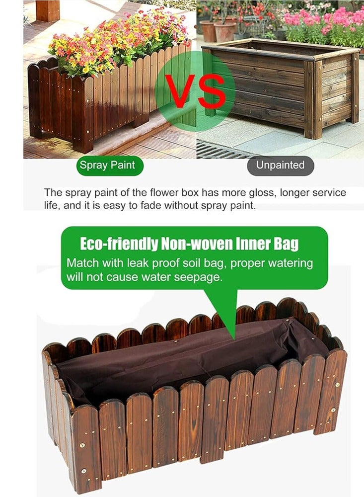 أصيص زهور خشبي عتيق - صندوق زراعة ريفي للحدائق الداخلية والخارجية | حوض حديقة مرتفع للزهور والأعشاب والعصاريات | هيكل خشبي متين، لمسة نهائية بنية أنيقة، سهل التركيب - Image 3