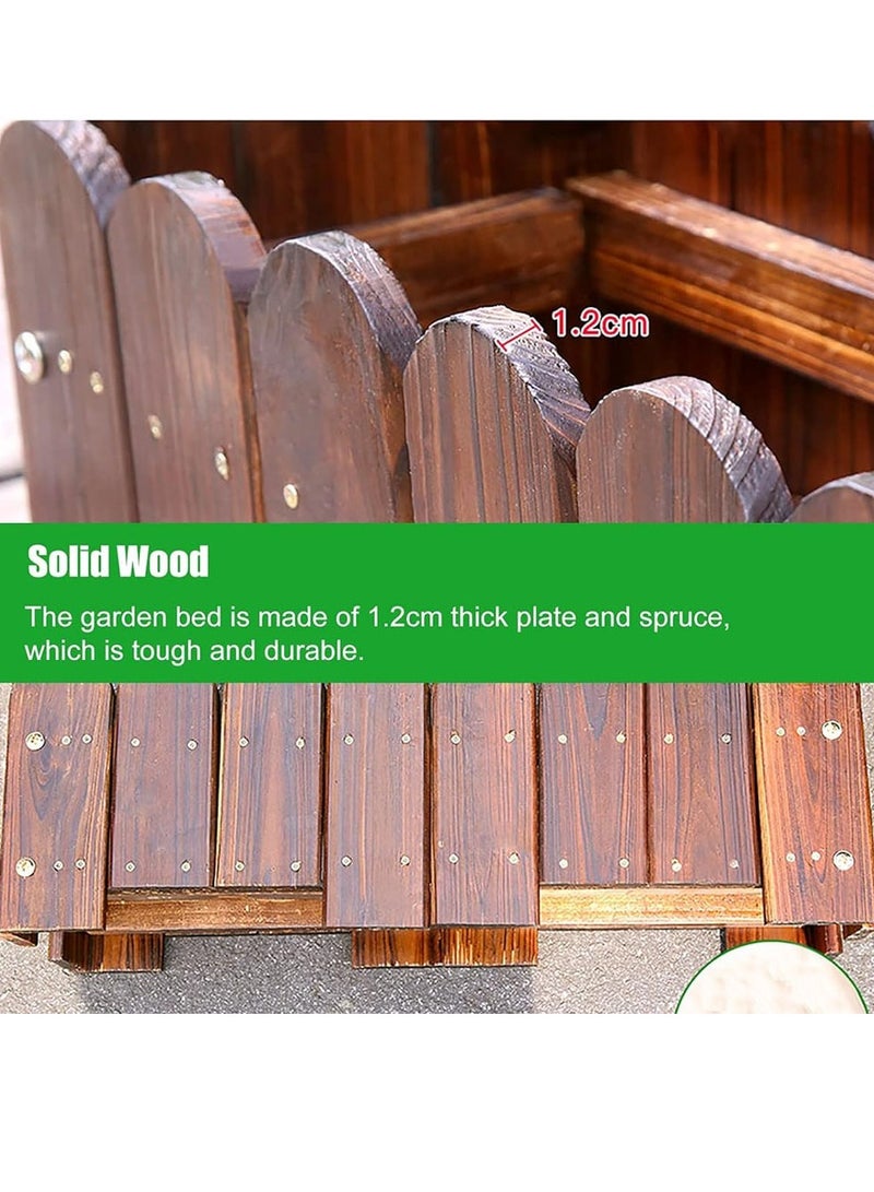 أصيص زهور خشبي عتيق - صندوق زراعة ريفي للحدائق الداخلية والخارجية | حوض حديقة مرتفع للزهور والأعشاب والعصاريات | هيكل خشبي متين، لمسة نهائية بنية أنيقة، سهل التركيب - Image 4